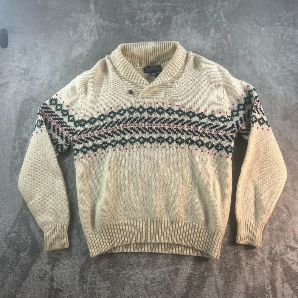 Vintage Christopher Hayes Sweater Mens Large Fair Isle Wool V Neck Knit Pullover